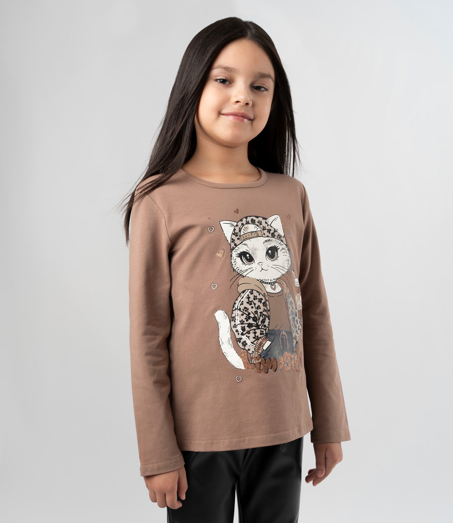 Polera niña con gato 2 años / Café