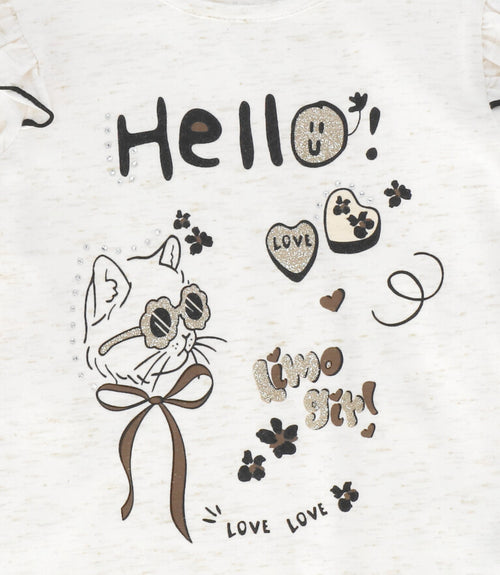 Polera niña con gato 2 años / Crudo