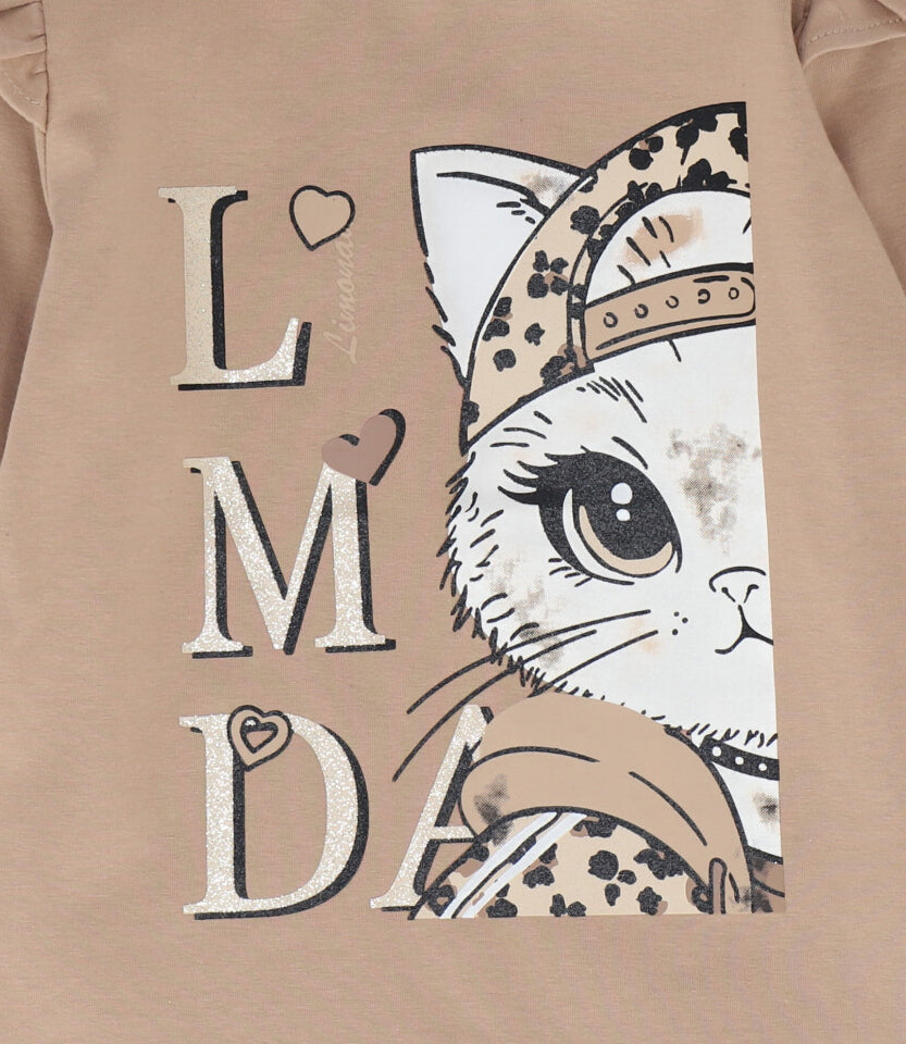 Polera niña con gato 2 años / Café