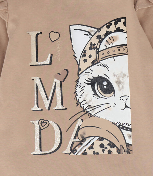 Polera niña con gato 2 años / Café
