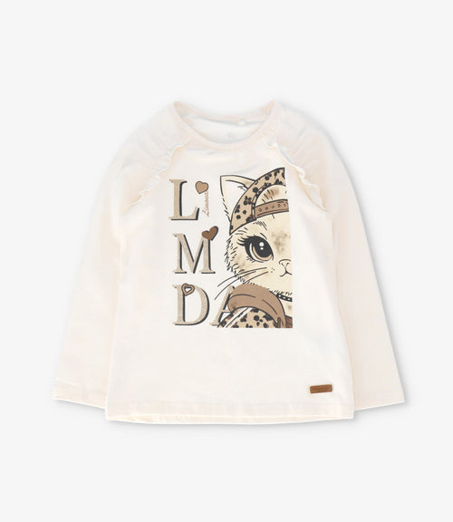 Polera niña con gato 2 años / Crudo