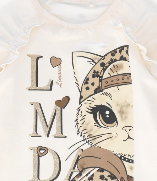 Polera niña con gato 2 años / Crudo