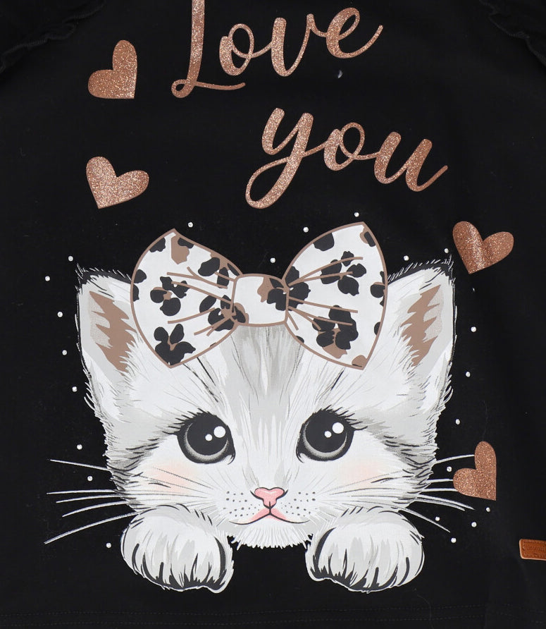 Polera niña con gato 2 años / Negro