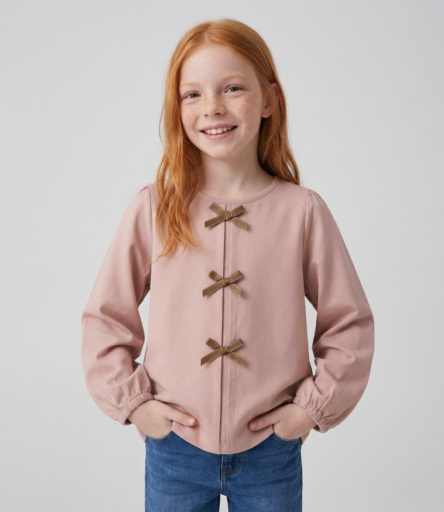 Polera niña con lazos 2 años / Beige