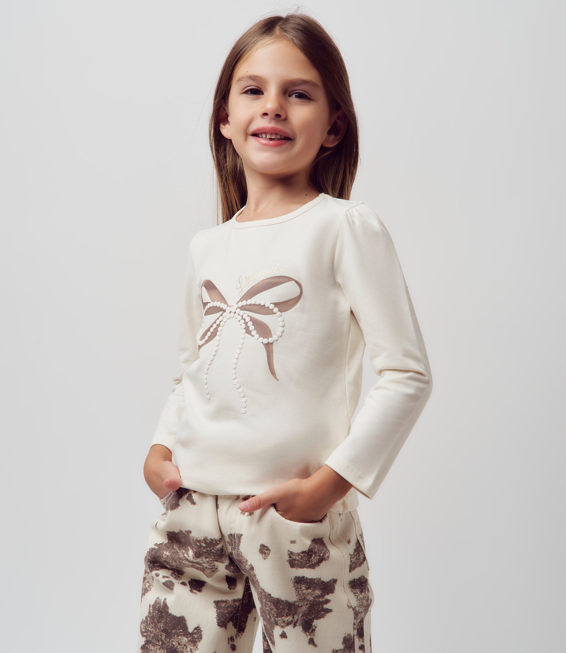 Polera niña con lazo 2 años / Crudo