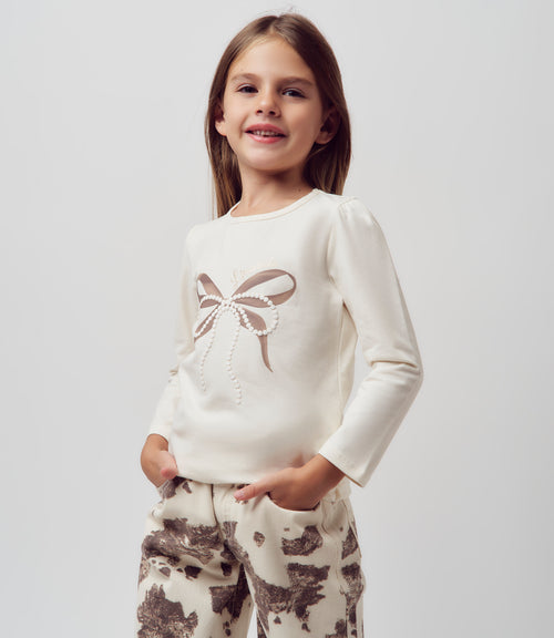 Polera niña con lazo 2 años / Crudo