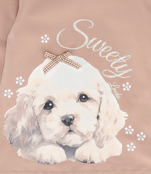 Polera niña con perro 2 años / Beige