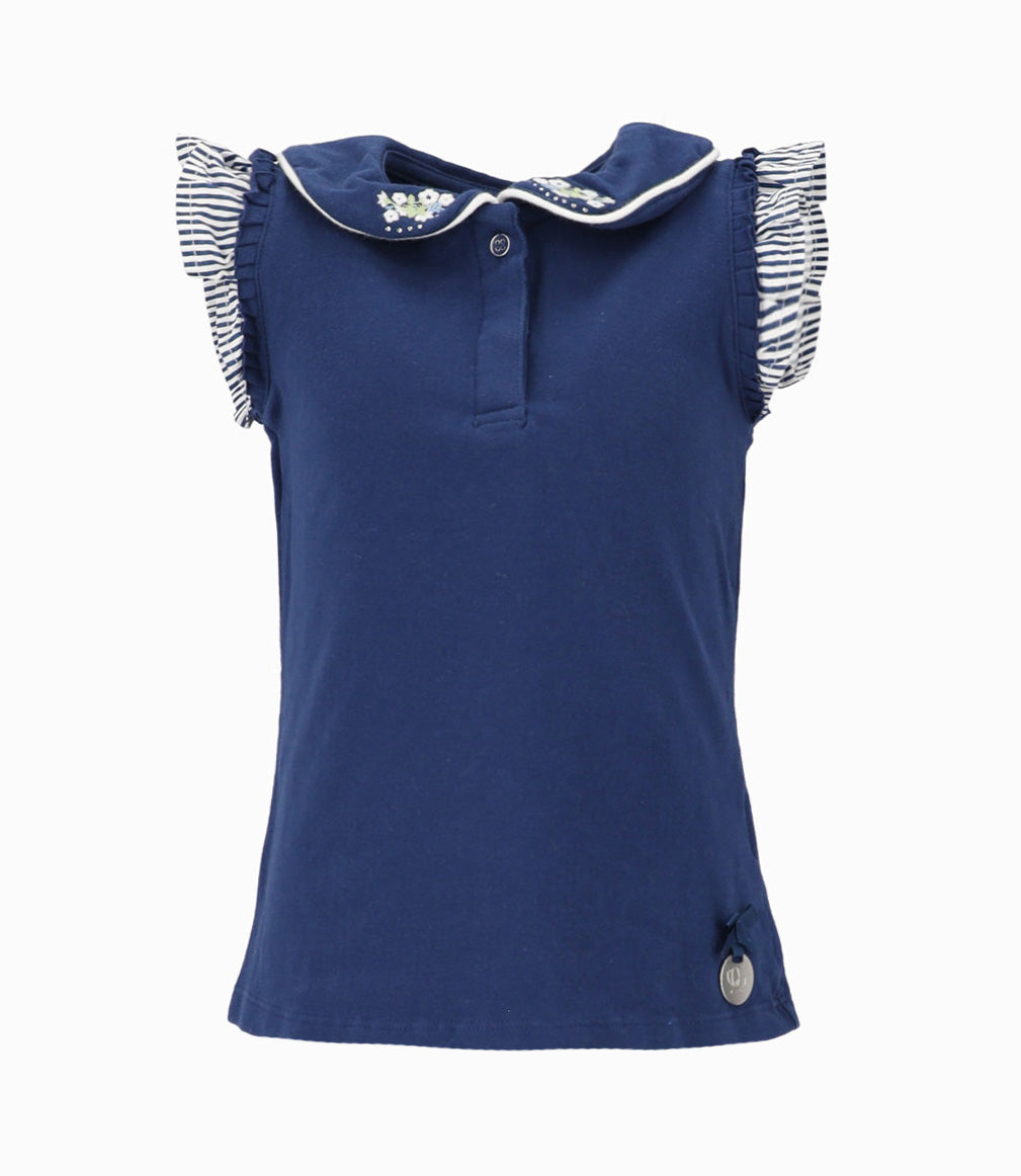 Polera Niña Con Flores Bordadas 2 años / Azul Marino
