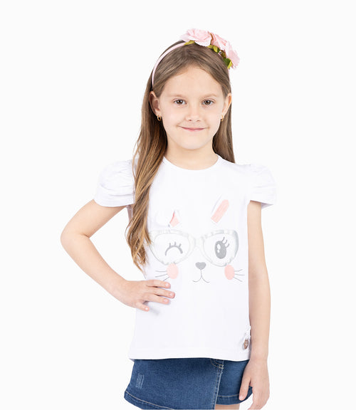 Polera Niña Con Conejo 2 años / Blanco