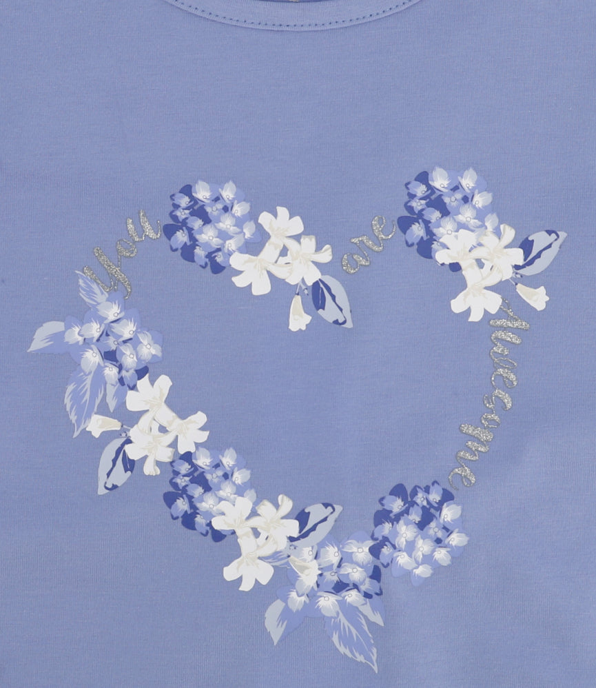 Polera Niña Corta Con Corazón 2 años / Celeste