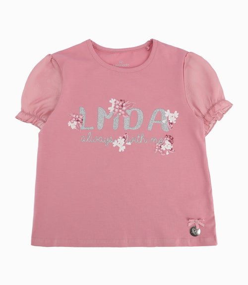 Polera Niña Con Flores Y Brillos 2 años / Palo Rosa
