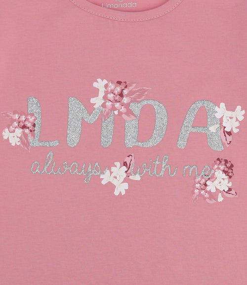 Polera Niña Con Flores Y Brillos 2 años / Palo Rosa