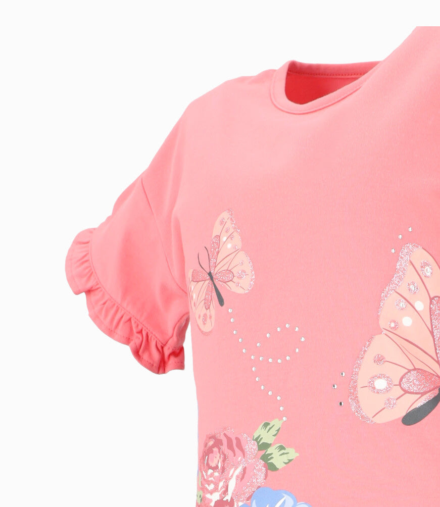 Polera niña floral 2 años / Coral