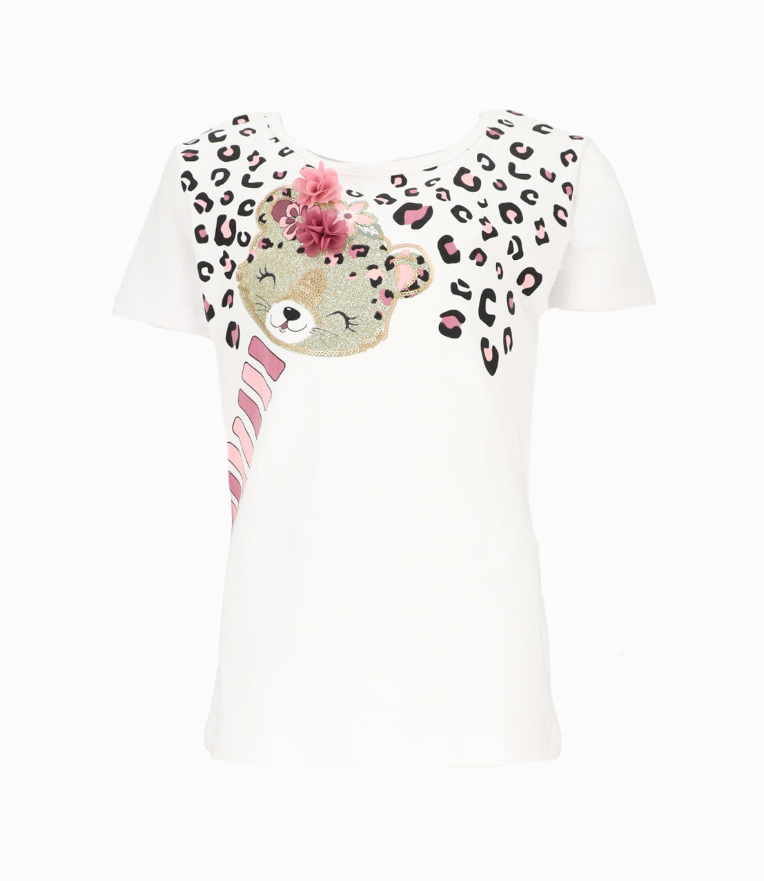 Polera Niña con leopardo 2 años / Blanco