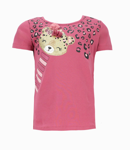 Polera Niña con leopardo 2 años / Burdeo