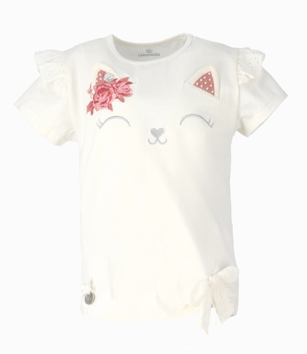 Polera niña con nudo 2 años / Blanco