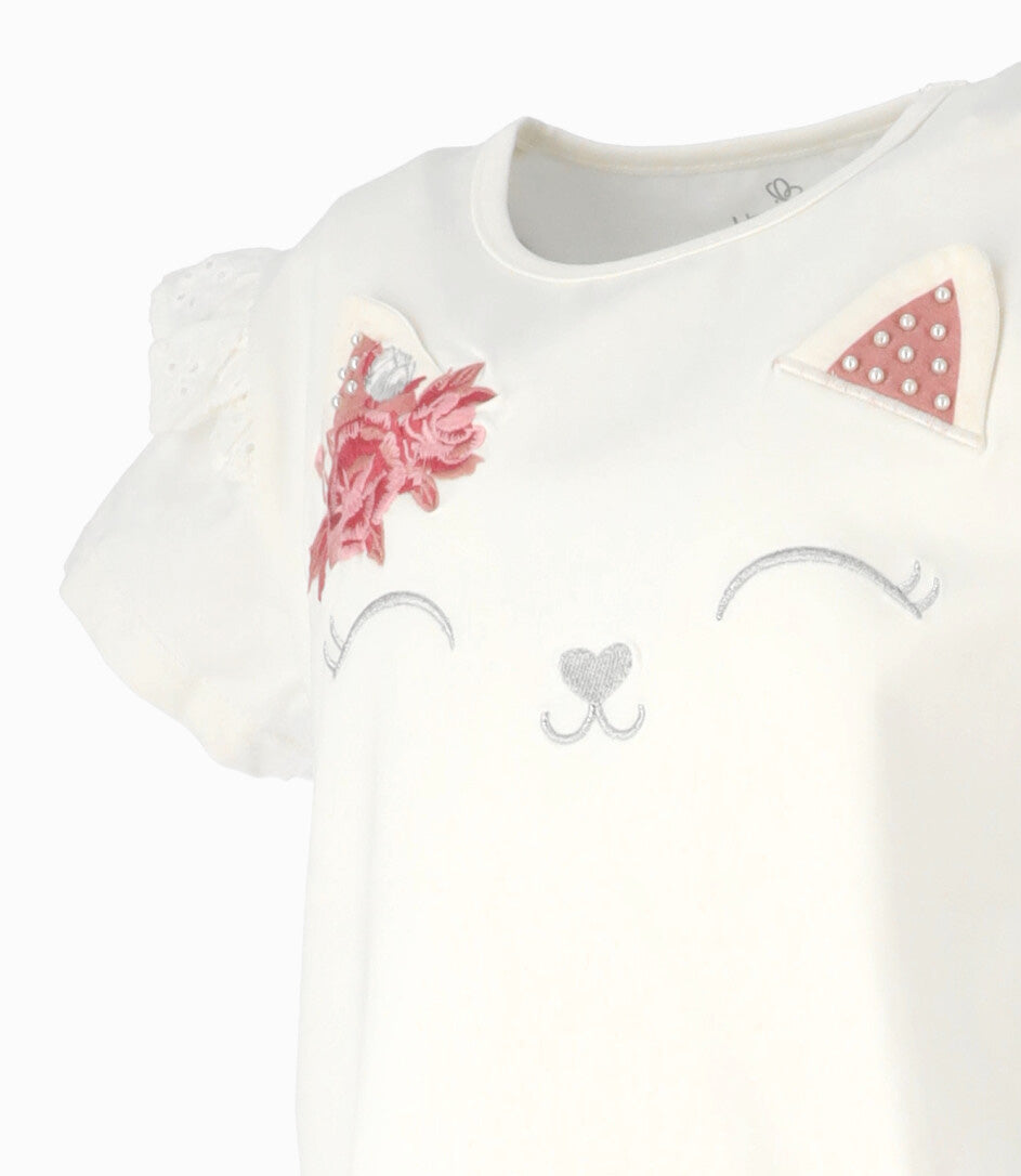 Polera niña con nudo 2 años / Blanco