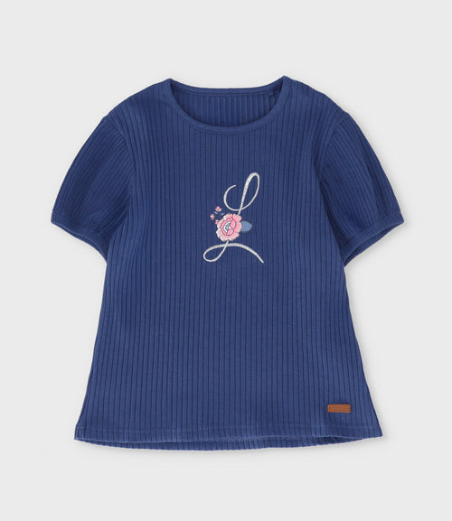 Polera niña acanalada 2 años / Azul Marino