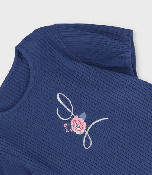 Polera niña acanalada 2 años / Azul Marino