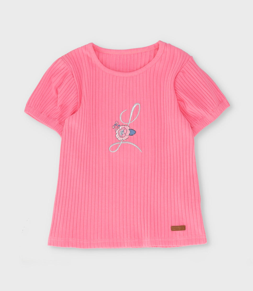 Polera niña acanalada 2 años / Coral