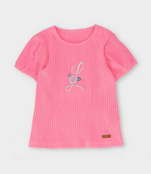 Polera niña acanalada 2 años / Coral