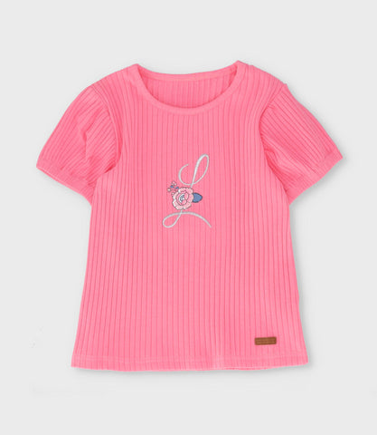 Polera niña acanalada