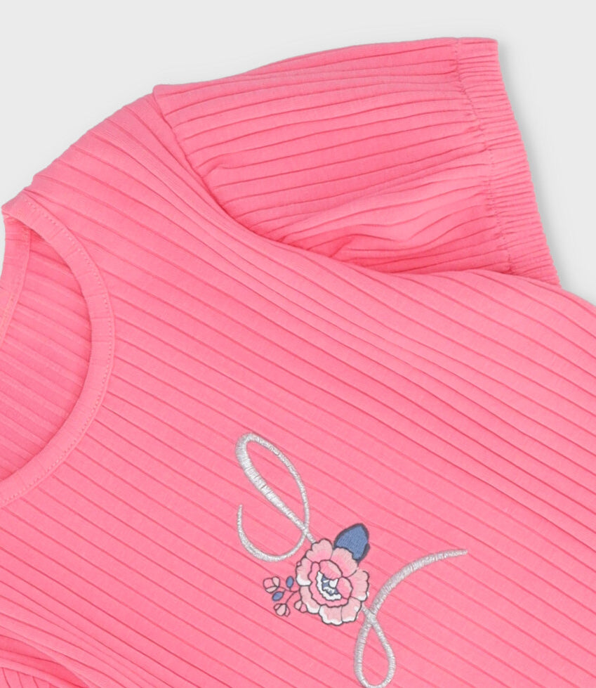 Polera niña acanalada 2 años / Coral