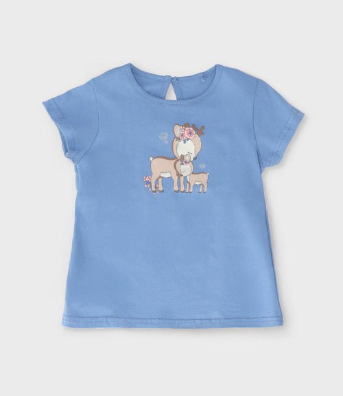 Polera niña con ciervo 2 años / Celeste