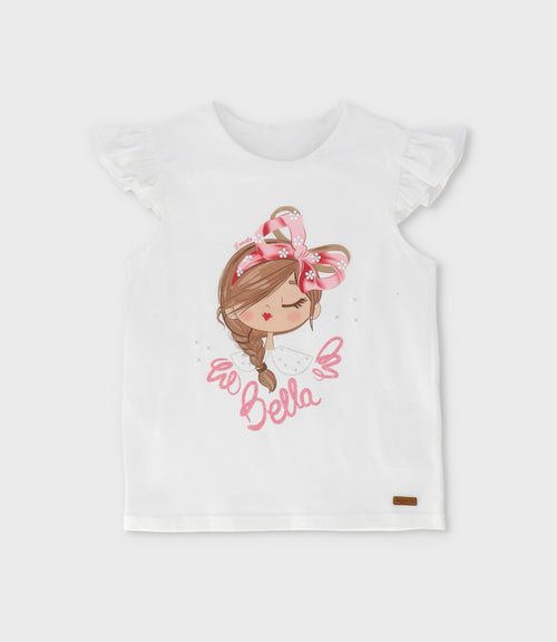 Polera niña vuelos y estampado 2 años / Blanco