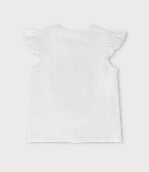 Polera niña vuelos y estampado 2 años / Blanco