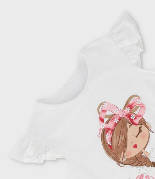 Polera niña vuelos y estampado 2 años / Blanco