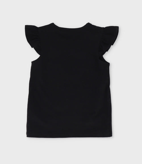 Polera niña vuelos y estampado 2 años / Negro