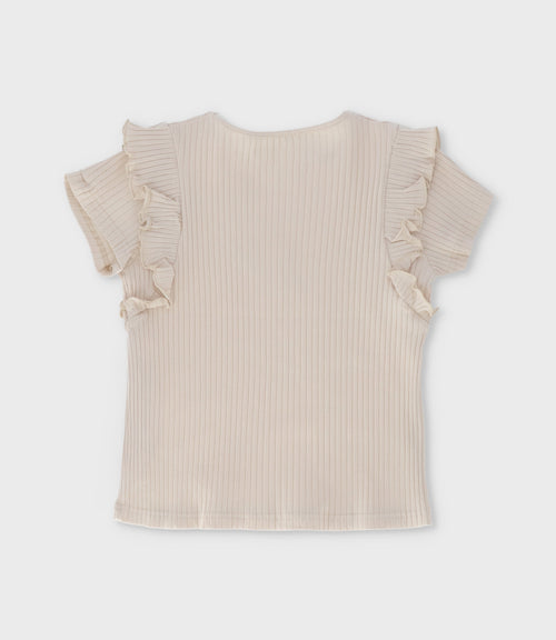 Polera niña acanalada 2 años / Beige