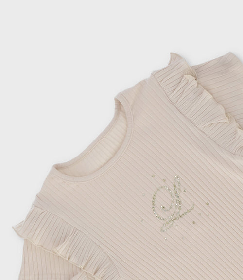 Polera niña acanalada 2 años / Beige