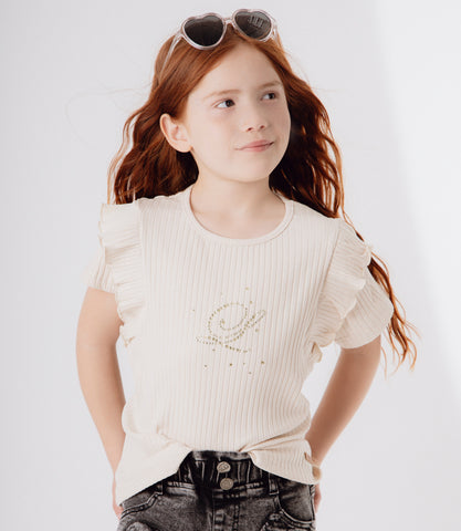 Polera niña acanalada