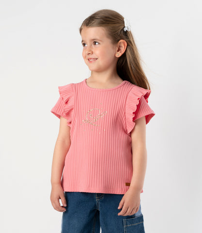 Polera niña acanalada