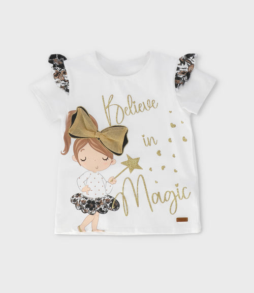 Polera niña vuelos y estampado 2 años / Blanco