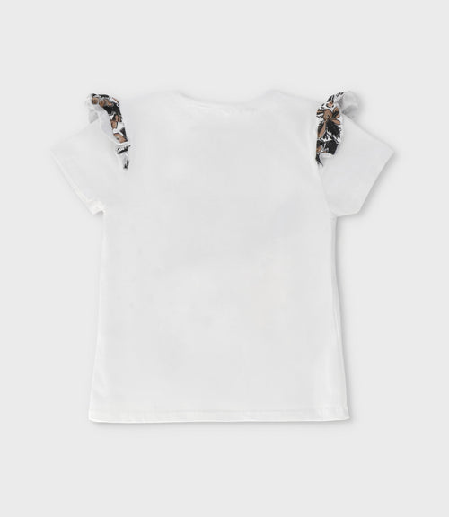 Polera niña vuelos y estampado 2 años / Blanco