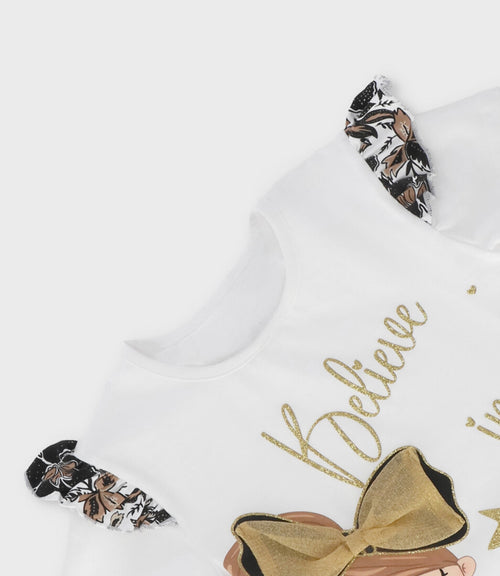 Polera niña vuelos y estampado 2 años / Blanco