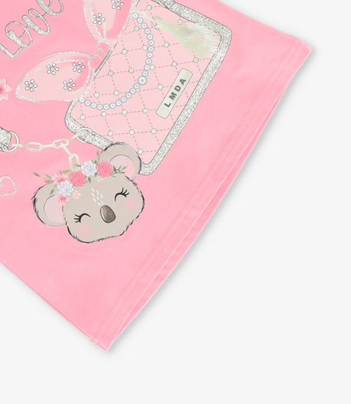 Polera niña con diseño de cartera y koala 2 años / Rosado