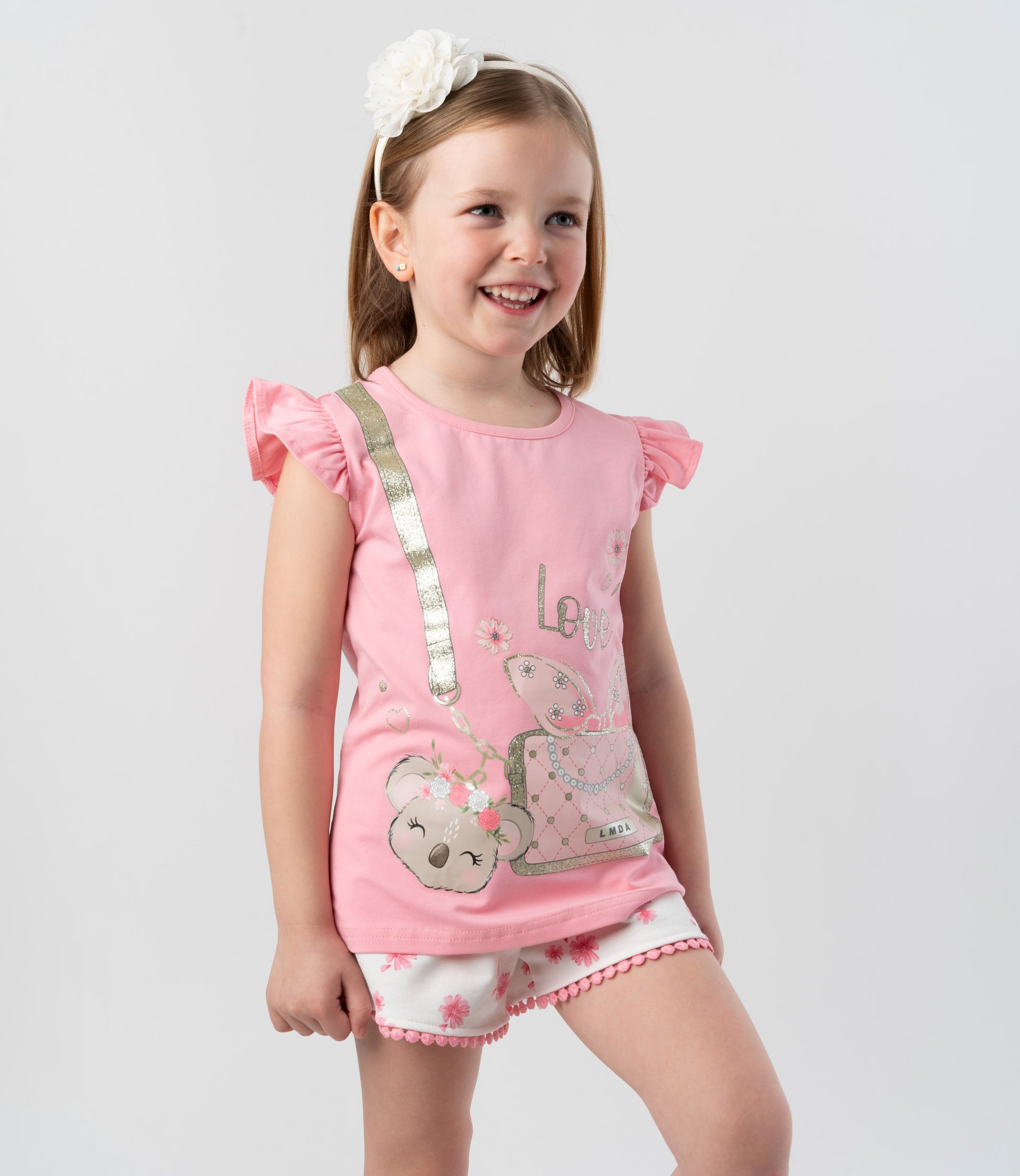 Polera niña con diseño de cartera y koala 2 años / Rosado