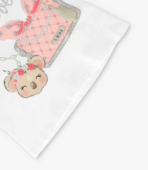 Polera niña con diseño de cartera y koala 2 años / Crudo