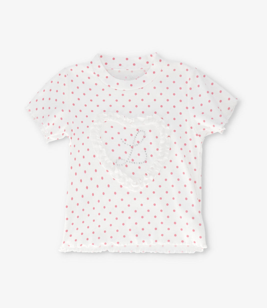 Polera niña acanalada con corazón 2 años / Crudo