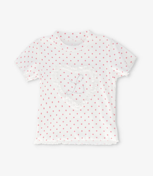 Polera niña acanalada con corazón 2 años / Crudo