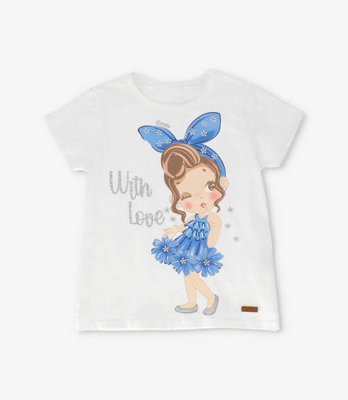 Polera niña con estampado 2 años / Crudo