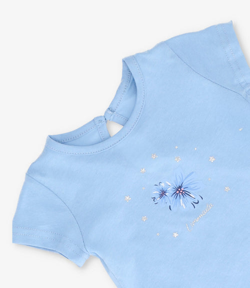 Polera niña con flor 2 años / Celeste