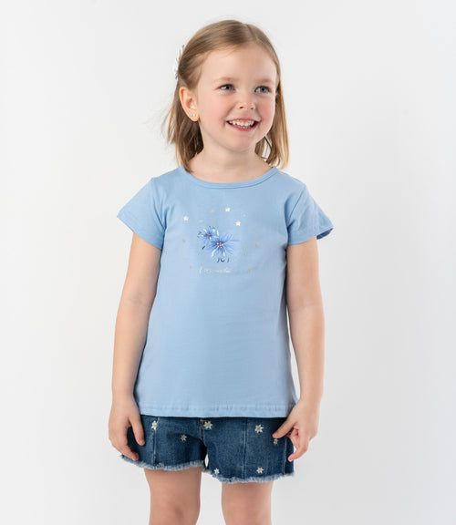 Polera niña con flor 2 años / Celeste