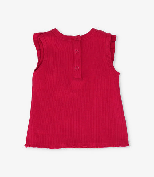 Polera niña acanalada con vuelos 2 años / Rojo