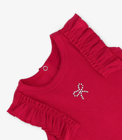 Polera niña acanalada con vuelos 2 años / Rojo