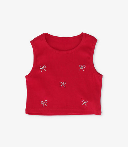 Polera niña acanalada con lazos